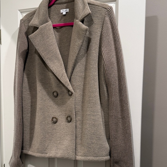 Splendid Women’s Singrid Double-Breasted Wool Blend Brown Pea Coat Jacket - L - Picture 3 of 10